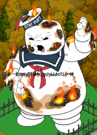 Stay Puft on fire