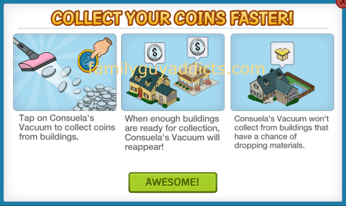 Collect Coins Consuela Vacuum Information Pop Up