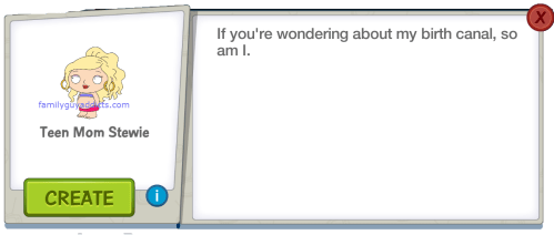 Teen Mom Stewie Menu