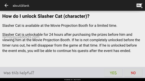 Slasher Cat In Game FAQ