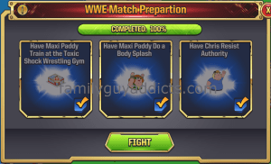 WWE Main Event Ring First Match Task Requirements FIGHT