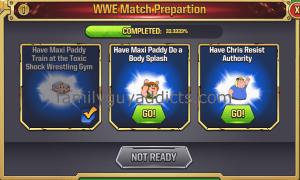 WWE Main Event Ring First Match Task Requirements NOT READY