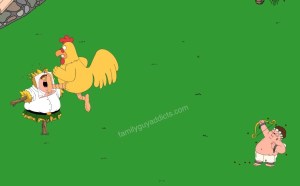 Cupid tries to help players keep Giant Chicken from escaping their clutches again